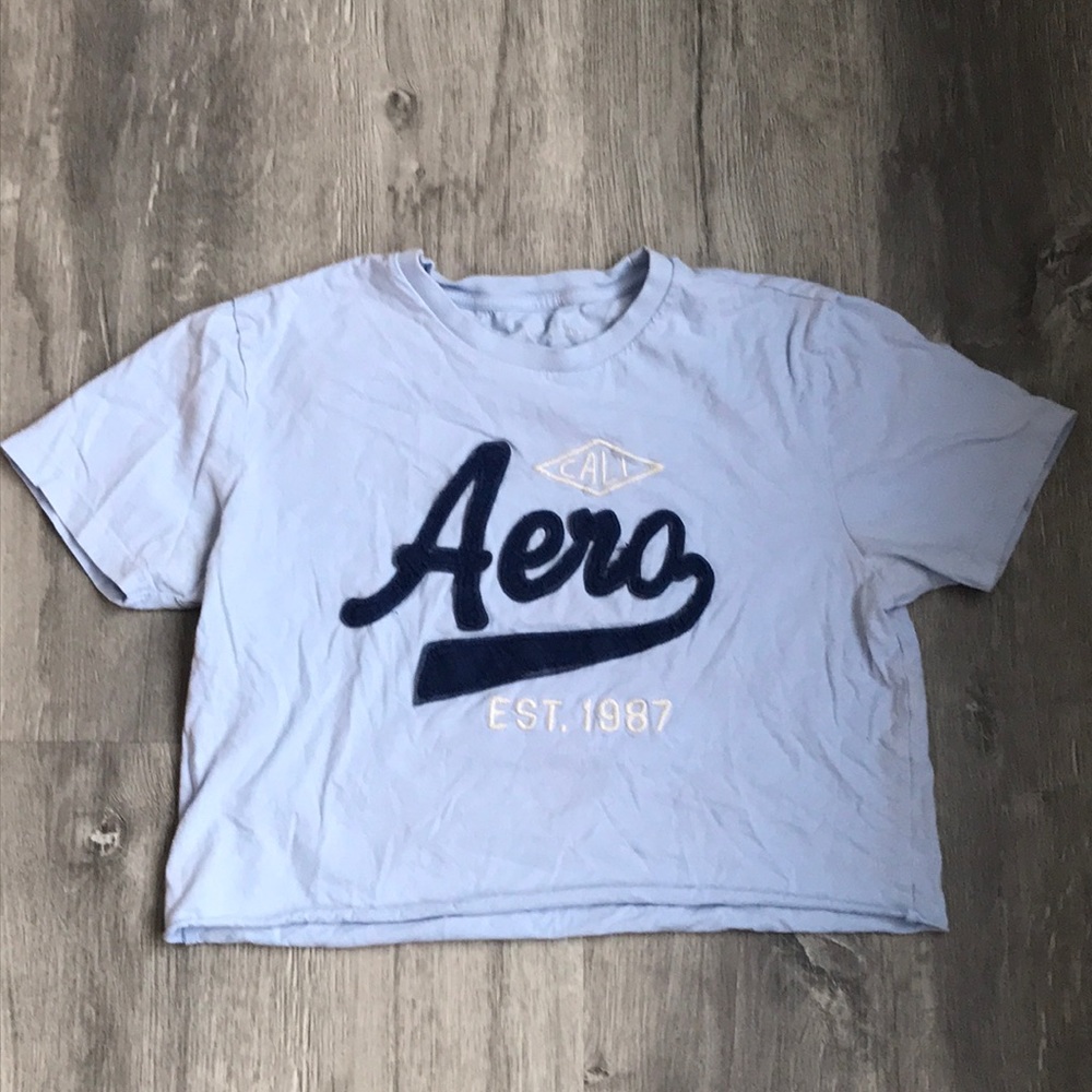 Vintage Aeropostale light blue cropped t-shirt size small junior